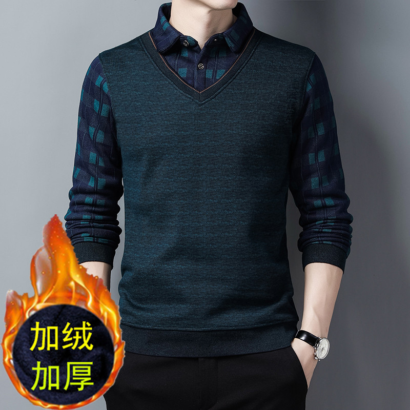 بلوز رجالي شتوي دافئ مبطن بالفرو قياس رسمي