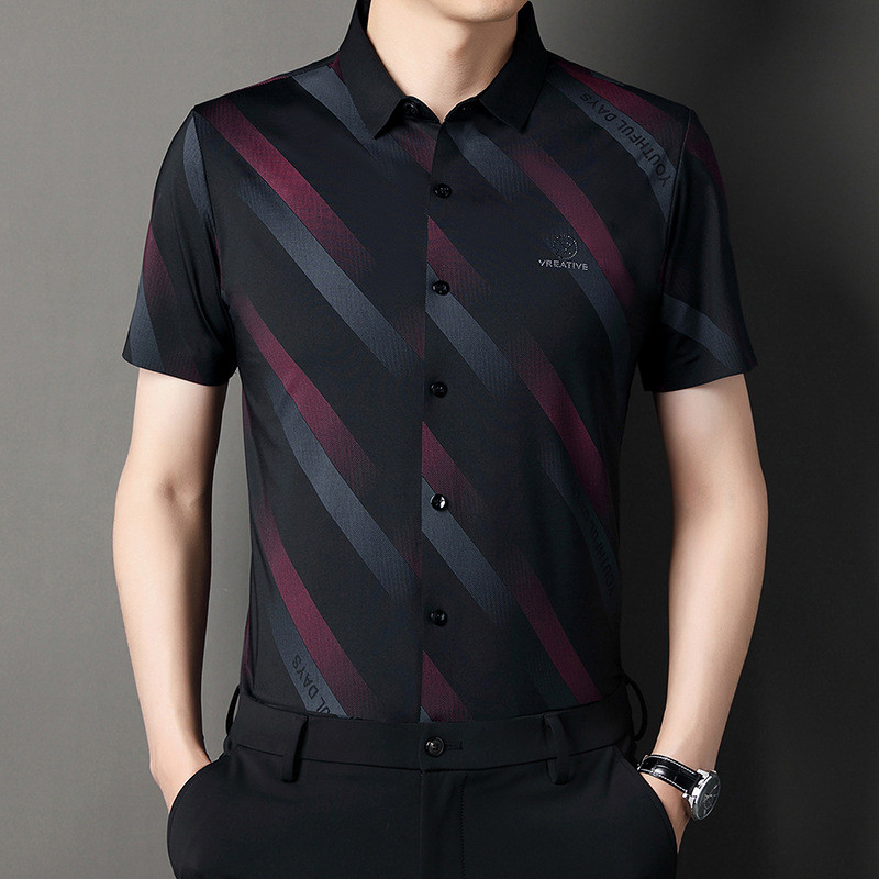 قميص رجالي صيفي قماش بوليستر مرن ومطاط قياس مجسم